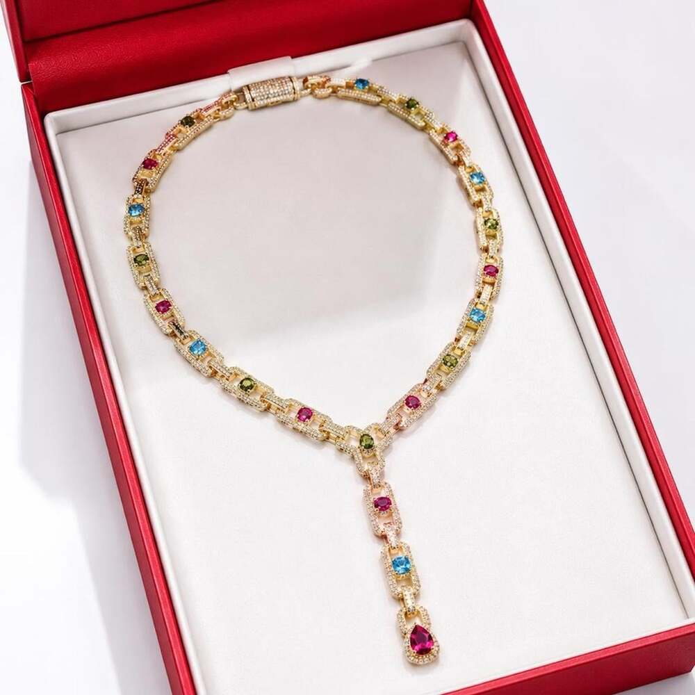 Multi Coloured Diamond Necklace 19 Inch 3 E 93